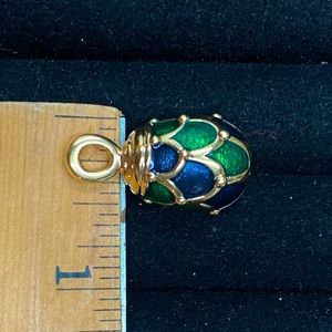 Blue/Green Enamel Polished 14k Egg Pendant